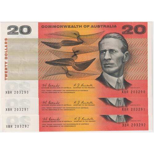 1968 $20 Note Consecutive Trio Coombs/Randall R402 good EF