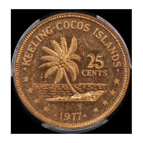 Keeling-Cocos Islands 1977 Copper 25 Cents KM# 3 PCGS MS63RD