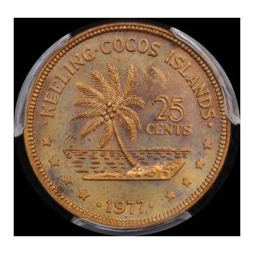 Keeling-Cocos Islands 1977 Copper 25 Cents KM# 3 PCGS MS64RD