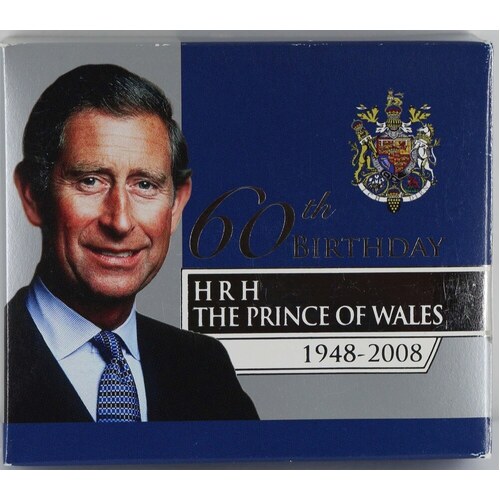2008 Silver 1oz Proof Coin Prince of Wales 60th Birthday