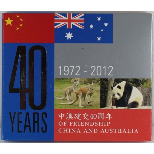 2012 Silver 1oz Proof Coin China & Australia - 40 Years of Friendship