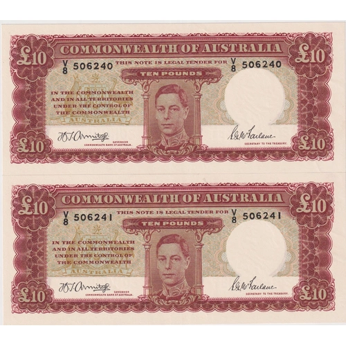 1943 Ten Pound Consecutive Pair Armitage/McFarlane R59 Uncirculated