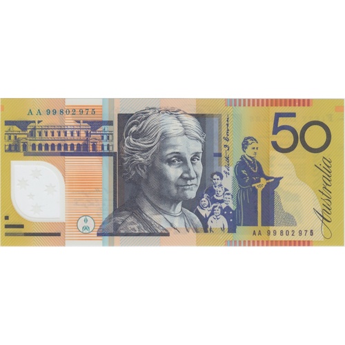 1999 $50 Note AA99 First Prefix Macfarlane/Evans R518cF Uncirculated