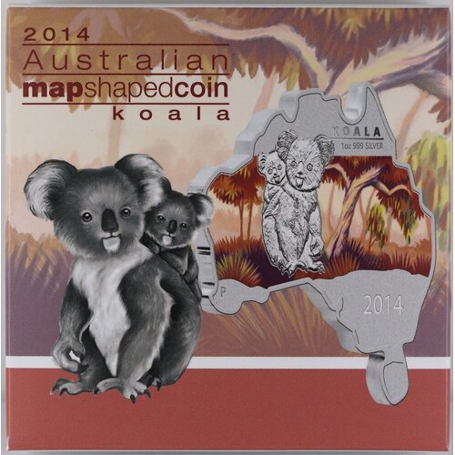 2014 Silver Map-Shaped 1oz Proof Coin Koala