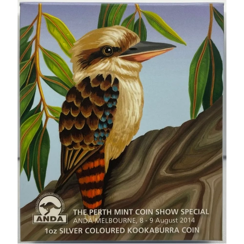 2014 Silver Coloured 1 Ounce Coin Kookaburra - ANDA Melbourne