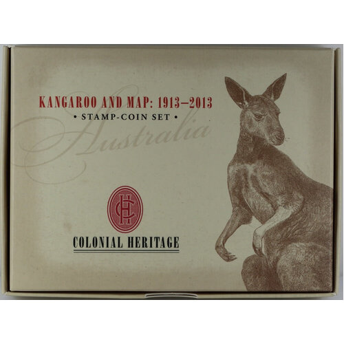 2013 Silver 1/2oz Proof Coin Kanagroo and Map Stamp-Coin Set