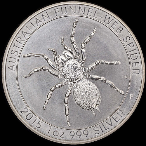 2015 Silver 1 Dollar Coin Funnel-Web Spider