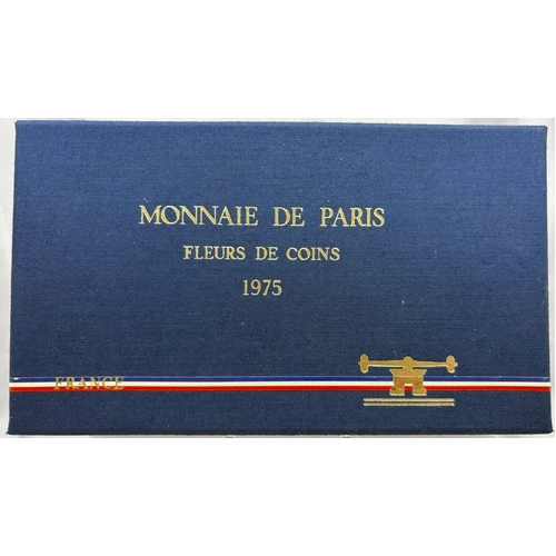 France 1975 Specimen Coin Set of 9 Fleurs de Coin