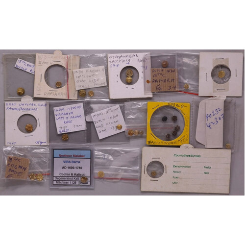 Group of 25 Indian Gold and Silver Fanams