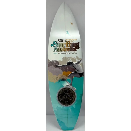 2013 50 Cent Uncirculated Coin Anniversary of Surfing
