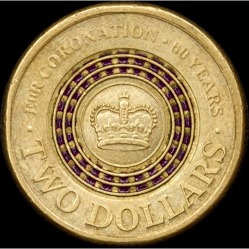 2013 Coloured 2 Dollar Coin Purple Crown Coronation Circulated