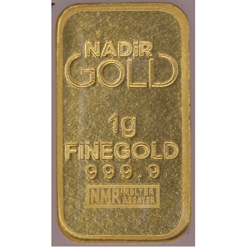 Nadir Fine Gold 1 gram Minted Ingot Gold Pebble Series