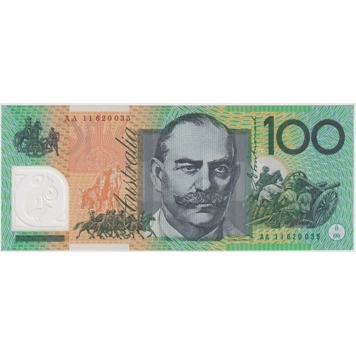 2011 $100 Note Macfarlane/Evans AA11 First Prefix R621cF Uncirculated