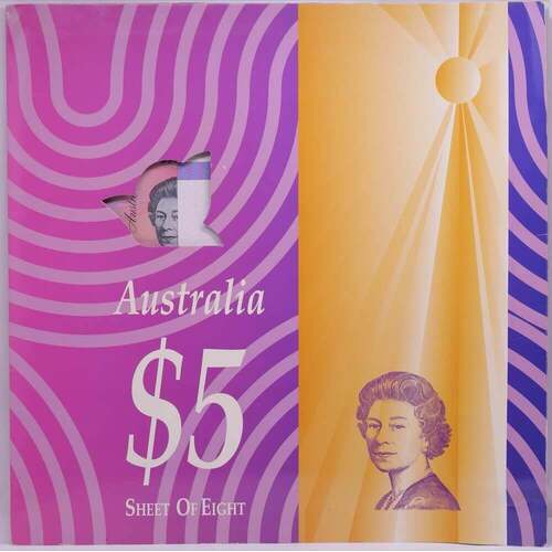 1997 5 Dollars Uncut Block of Eight - Hong Kong Handover