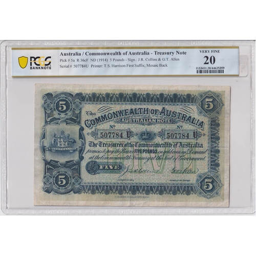 1916 Five Pound Collins/Allen R36cF Suffix PCGS VF20