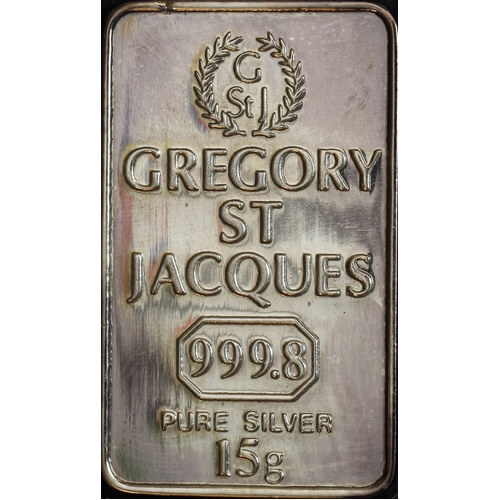 Gregory St Jacques Silver 15g Ingot 99.98% Pure