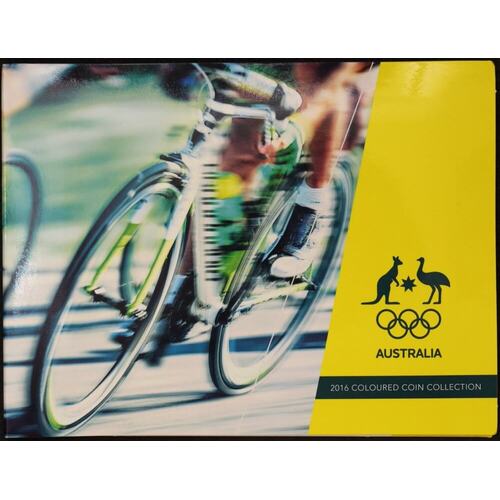2016 Coloured 2 Dollar 5 Coin Set Australian Olympic Team Cycling Cover