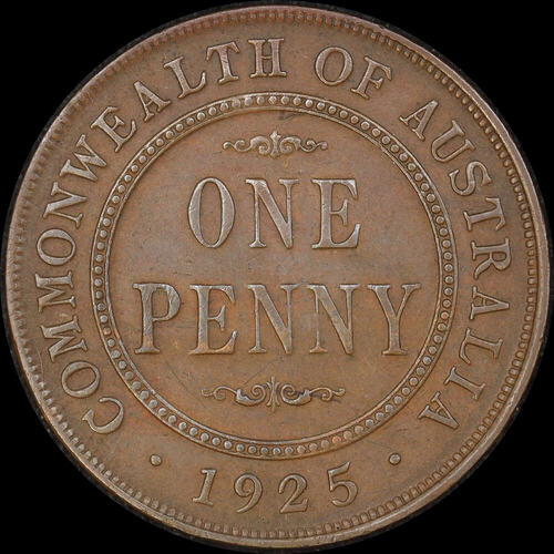 1925 Penny Broken N Variety about EF