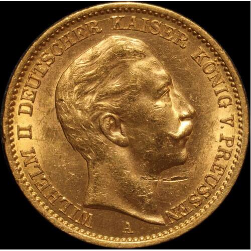 German States (Prussia) 1910-A Gold 20 Marks P# 521 about Unc