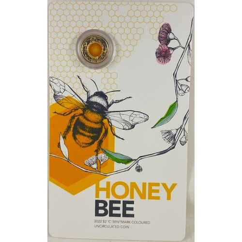 2022 Coloured 2 Dollar Uncirculated Coin C Mintmark Honey Bee
