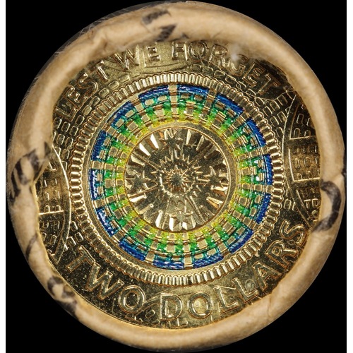 2017 Coloured 2 Dollar Coin Mint Roll Lest We Forget Hall of Memory