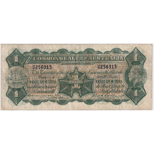 1923 One Pound Miller/Collins R23b about Fine