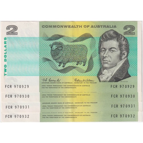 1966 $2 Note Consecutive Run of 4 Coombs/Wilson R81 good EF