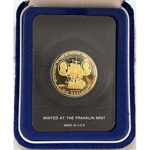 Cook Islands 1975 Gold Proof 100 Dollar KM# 13 Bicentennial of Cook's 2nd Voyage