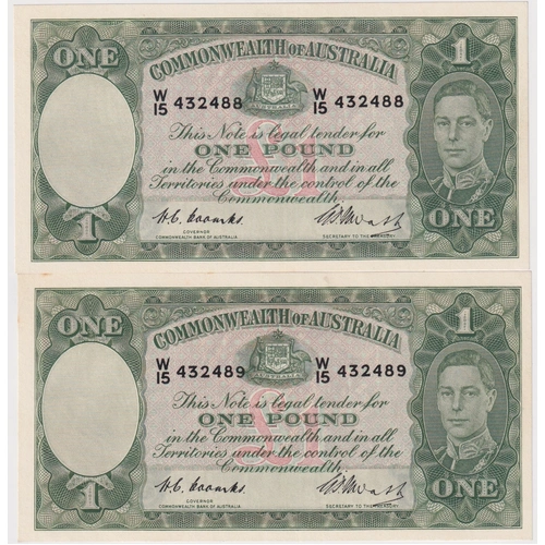 1949 One Pound Consecutive Pair Coombs/Watt R31 Uncirculated