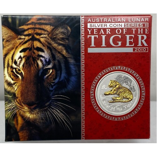 2010 Silver 1oz Gilded Coin Lunar Year of the Tiger