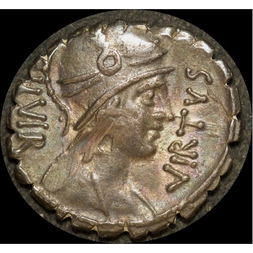 Ancient Rome (Republican) 71 BC Mn. Aquillius Silver Denarius Serratus RRC 401/1 Extremely Fine