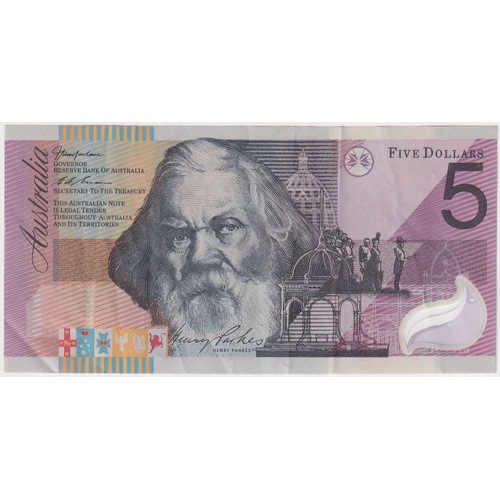 2001 $5 Note MacFarlane/Evans Missing Intaglio Print Error R219 EF