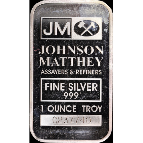 Vintage 1oz Silver Ingot Johnson Matthey 99.9% With Serial Number