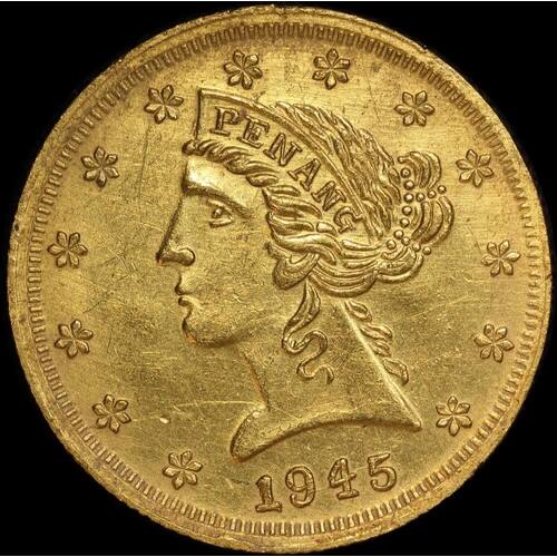 Malaysia 1945 Fantasy US Liberty Head Gold 5 Dollar