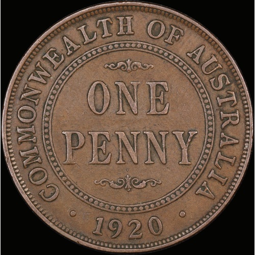 1920 Penny Dot Above Bottom Scroll London Obverse Fine