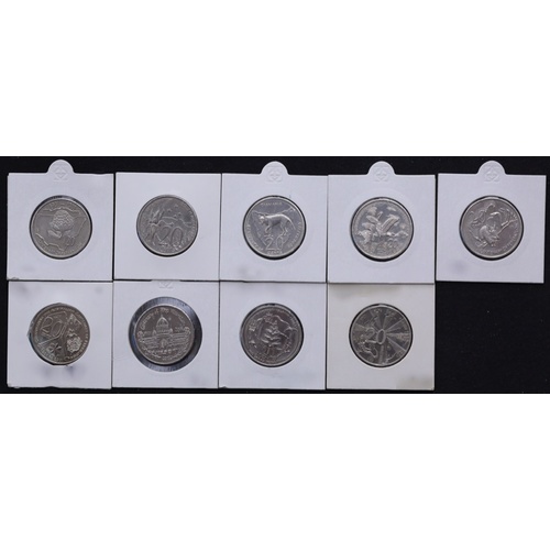 Australia 2001 Set of 9 20 Cent Coins Centenary of Federation Uncirculated