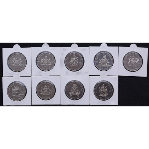 Australia 2001 Set of 9 50 Cent Coins Centenary of Federation Uncirculated