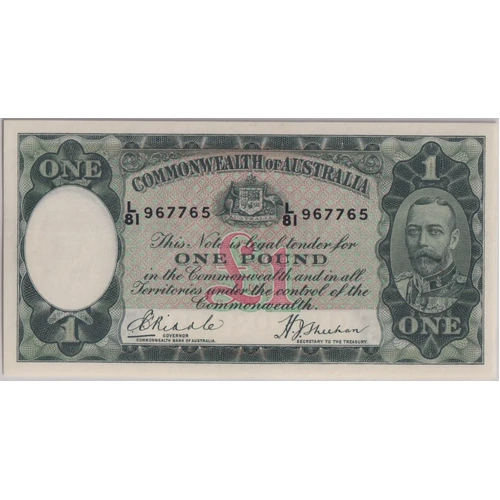 1933 One Pound Riddle/Sheehan R28 PCGS Choice Unc 63