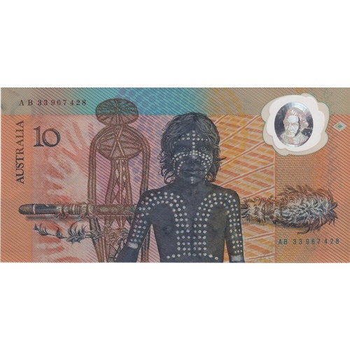 1988 $10 Note Bicentennial 1st issue AB 33 Last Prefix Johnston/Fraser R310aL about Unc
