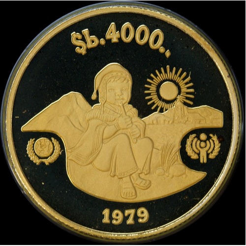 Bolivia 1979 Gold 4000 Dollar Proof KM# 199 Unicef Year of the Child