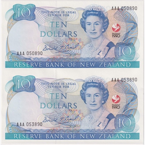 New Zealand 1990 10 Dollars Vertical Pair Uncirculated Commemorative 