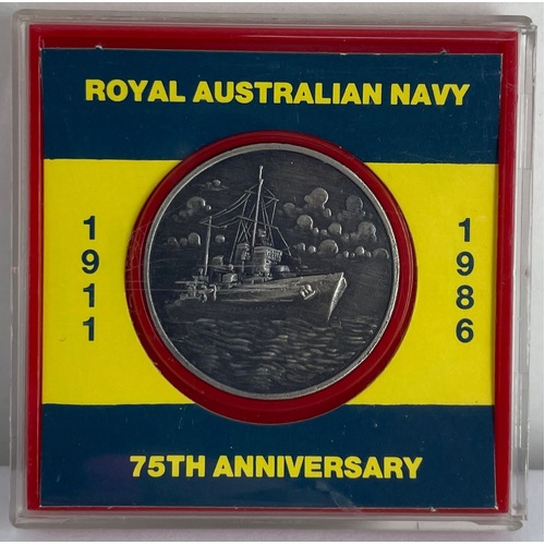 1986 Silver Medallion Royal Australian Navy 75th Anniversary