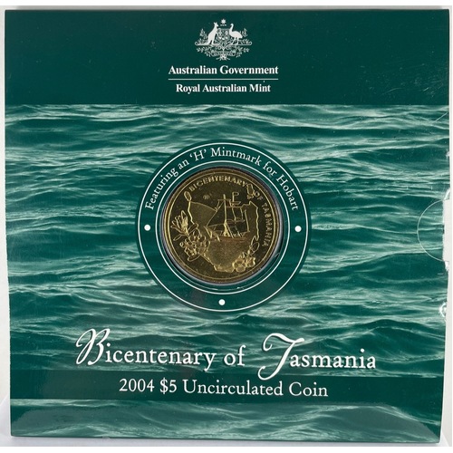 2004 5 Dollar Uncirculated Coin Tasmania Bicentenary