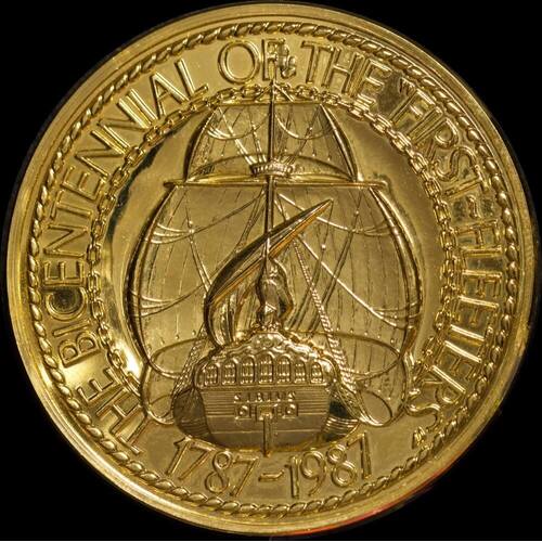 1987 Gold Plated Medal Bicentennial of First Fleet Departure