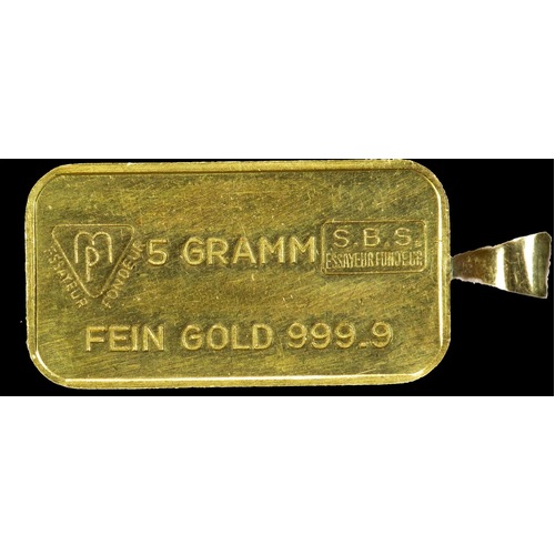Swiss Banking Fine Gold 5 gram Minted Ingot