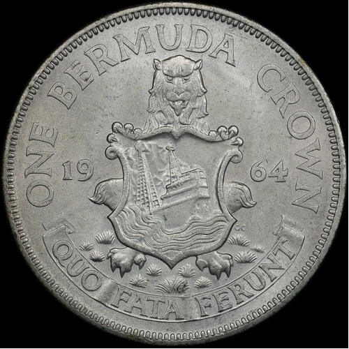 Bermuda 1964 Silver 1 Crown KM#14 Uncirculated