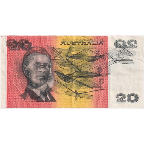 1991 $20 Note Fraser/Cole R413 Wet Ink Transfer Error about EF