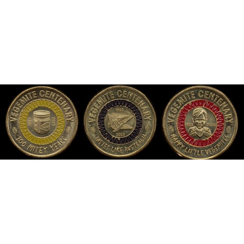 2023 Coloured 2 Dollar Coin Trio Vegemite Uncirculated