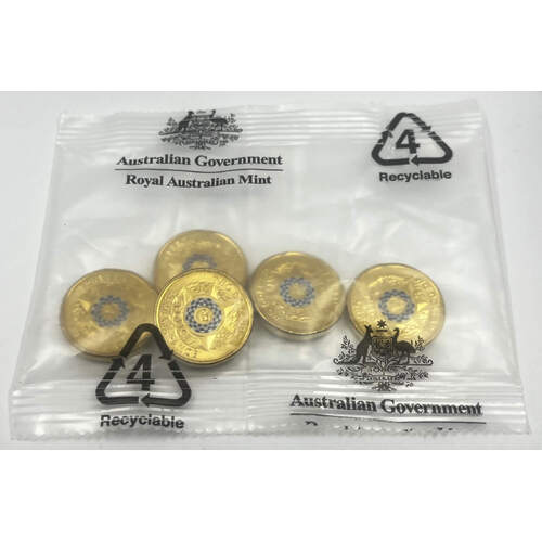 2019 Coloured 2 Dollar Mint Bag of 5 Coins Police Remembrance Day
