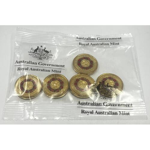 2019 Coloured 2 Dollar Mint Bag of 5 Coins Repatriation Centenary
